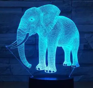 Weastlinks Amazing 3D Illusion LED Table Lamp Night Light with Animal Elephant Shape Touch Sensor 7 Colors Change Effect Holiday Gifts