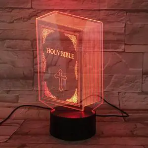 Weastlinks Christian Series 3D Lamp Cross Jesus Bible Night Light Acrylic Plate Touch Remote Base Home Decor Holiday Gifts For Friend