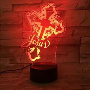 Weastlinks Christian Series 3D Lamp Cross Jesus Bible Night Light Acrylic Plate Touch Remote Base Home Decor Holiday Gifts For Friend