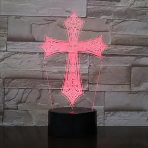 Weastlinks Christian Series 3D Lamp Cross Jesus Bible Night Light Acrylic Plate Touch Remote Base Home Decor Holiday Gifts For Friend