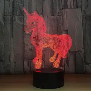 Weastlinks LED Illusion 3D Lamp Maple Leaf Cute Unicorn Friends Gift Kids Birthday Toys Valentines Love Gift with 7 colors change Decor