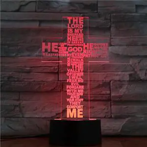 Weastlinks Christian Series 3D Lamp Cross Jesus Bible Night Light Acrylic Plate Touch Remote Base Home Decor Holiday Gifts For Friend