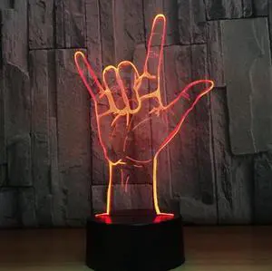 Weastlinks NEW Creative Middle Finger 3D Skull LED Night Light 16 Color Change Bedside Nightlight Indoor Decoration Lighting Halloween Gifts