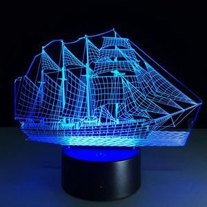 Weastlinks Sail Boat - 3D Optical Illusion Novelty Table Lamp Beautiful Sea Boat Shape Night Light