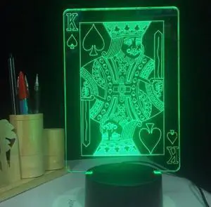 Weastlinks Folding Poker 3D Lamp 7 Color Change Desk Table Light USB LED Battery Light Casino 3D Illusion LED Light Novelty Gifts