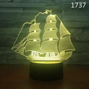 Weastlinks Sail Boat - 3D Optical Illusion Novelty Table Lamp Beautiful Sea Boat Shape Night Light