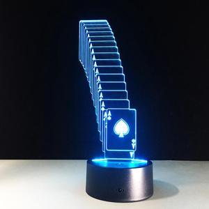 Weastlinks Folding Poker 3D Lamp 7 Color Change Desk Table Light USB LED Battery Light Casino 3D Illusion LED Light Novelty Gifts