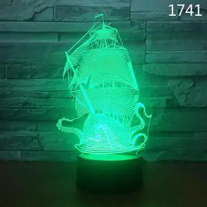 Weastlinks Sail Boat - 3D Optical Illusion Novelty Table Lamp Beautiful Sea Boat Shape Night Light