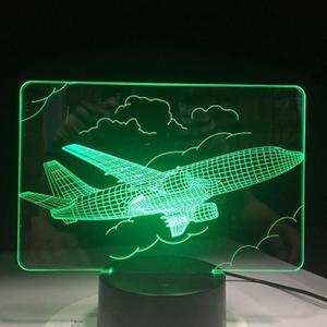 Weastlinks Fly the World Earth Globe Airplane 3D LED Lamp Art Sculpture Lights in Colors 3D Optical Illusion Lamp with Touch Button GX131