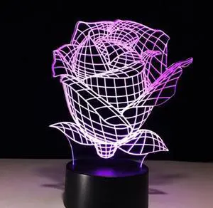 Weastlinks 7 Color Change Rose Acrylic 3D Light LED Living Table Lamp Micro USB Mood Light For Bedroom Bedside Lover Valentines Wife Gift