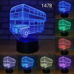 Weastlinks Crane Truck Fire Car School Bus Design Acrylic Cars 7/16 Colors Change 3D Illusion Boys Kids Gifts