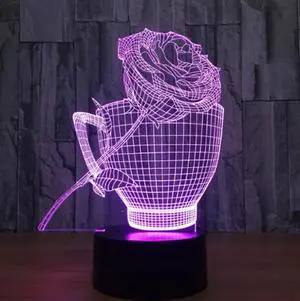 Weastlinks 7 Color Change Rose Acrylic 3D Light LED Living Table Lamp Micro USB Mood Light For Bedroom Bedside Lover Valentines Wife Gift