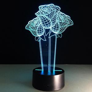 Weastlinks 7 Color Change Rose Acrylic 3D Light LED Living Table Lamp Micro USB Mood Light For Bedroom Bedside Lover Valentines Wife Gift