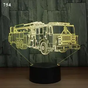 Weastlinks Crane Truck Fire Car School Bus Design Acrylic Cars 7/16 Colors Change 3D Illusion Boys Kids Gifts