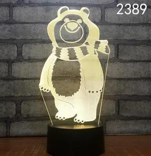 Weastlinks Cartoon Zebra Bear Monkey Cute Animal Shape Acrylic LED Lamp 3D Night Light For baby children Sleeping Lighting