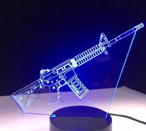 Weastlinks Battle Sniper Rifle Silent Gun SCAR M4A1 3D LED Lamp 7 Colors Touch Base Night Light Back To School's Decor Night Gift