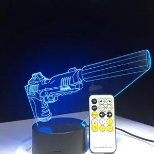 Weastlinks Battle Sniper Rifle Silent Gun SCAR M4A1 3D LED Lamp 7 Colors Touch Base Night Light Back To School's Decor Night Gift