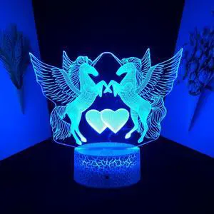 Weastlinks 3D Lamp Unicorn Child Night Light for Kids Gift Girl Bedroom Decor Unicorn Night Lamp Color Changing USB Battery Nightlight