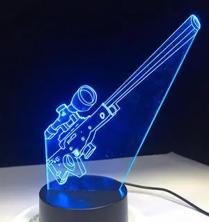 Weastlinks Battle Sniper Rifle Silent Gun SCAR M4A1 3D LED Lamp 7 Colors Touch Base Night Light Back To School's Decor Night Gift