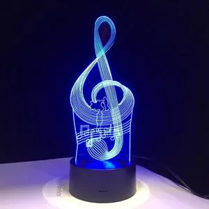 Weastlinks 3D LED Night Light Music Note with 7 Colors Light for Home Decoration Lamp Amazing Visualization Optical Illusion Awesome Gifts