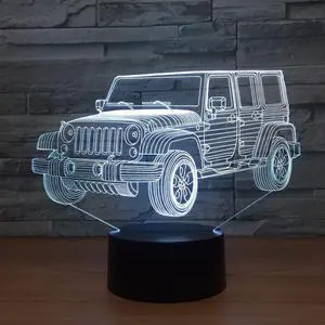 Weastlinks Acrylic Jeep Car 3D Night Light Novelty Motocycle Racing Car 7 Colors Changing LED Desk Table Lamp 3D Illusion Lamps For Boys Gifts