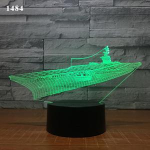 Weastlinks Sail Boat Sailing Ship Yacht Submarine Design 3D Night Lamp Acrylic Laser Illusion 7 Color Kids Friends Gift Toys