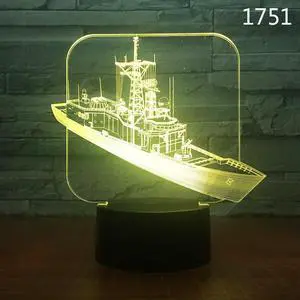 Weastlinks Sail Boat Sailing Ship Yacht Submarine Design 3D Night Lamp Acrylic Laser Illusion 7 Color Kids Friends Gift Toys
