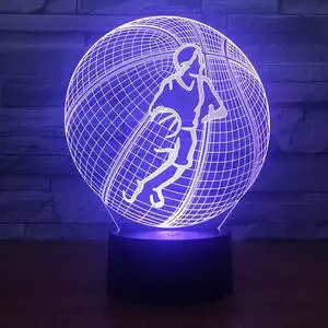 Weastlinks Baseball Basketball Ice Hockey 3D LED Night Light for Club Home Office Room Decor Light Gift for Kid Child Colorful Desk Lamp