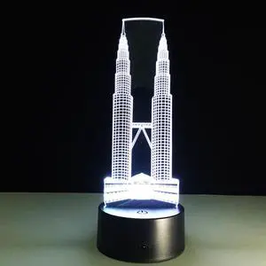 Weastlinks Twin Tower Building Tennis Racket 3D LED Lamp Touch Sensor Night Light 7 Color Changing Lamp Luminaria for Kids Bed Room Mood Lighting