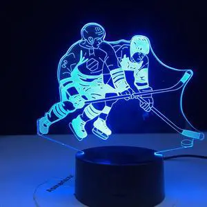 Weastlinks Baseball Basketball Ice Hockey 3D LED Night Light for Club Home Office Room Decor Light Gift for Kid Child Colorful Desk Lamp