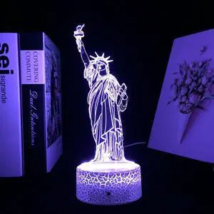 Weastlinks Statue of Liberty White House 3D Illusion Night lightTable Lamp for Kids Bedroom Decoration Nightlight LED RGB Touch Sensor Gift