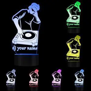 Weastlinks Disco DJ LED Night Light Creative Table Lamp DJ Turntable Personalised Custom Your Name Music Club Party Decorative Lighting