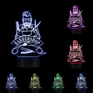 Weastlinks Barbershop Hair Hairdresser Haircut Business Beard Salon Man LED Night Lamp Custom Barber Shop Name Acrylic LED Edge Light Logo
