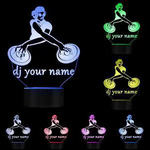 Weastlinks Disco DJ LED Night Light Creative Table Lamp DJ Turntable Personalised Custom Your Name Music Club Party Decorative Lighting