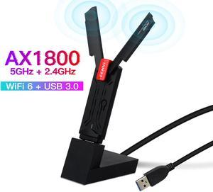 USB WiFi 6 Wireless Adapter for PC, QGOO AX1800 USB 3.0 WiFi Dongle Dual  Band 5Ghz/2.4Ghz High Gain Dual 5dBi Antennas 802.11ax MU-MIMO Wireless