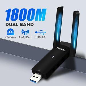 Weastlinks 1800Mbps WiFi 6 USB Adapter Wireless Network Card USB 3.0 WiFi6 Dongle USB LAN Ethernet Dual Band 2.4G/5.8G For PC Laptop Win 10