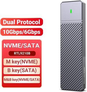 Weastlinks M.2 NVME SATA SSD Enclosure, USB C 3.2 Gen 2 10Gbps or 6Gbps SATA M-Key(B+M Key) SSD Reader Dual Protocol Hard Disk Case