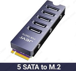 Weastlinks NVMe M.2 to 5 Sata Adapter, Internal 5 Port Non-RAID SATA III 6GB/s NVMe Adapter Card for Desktop PC Support SSD and HDD