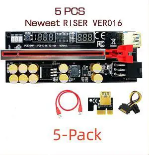 Weastlinks Newest VER016 PCIE Riser 016 V016 Riser PCI Express X16 Temperature Voltage 3 RGB LED 6P USB Mining Riser For Video Card