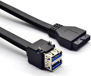 Weastlinks Connectors 19Pin/20Pin Female Header to Dual USB 3.0 Front Panel Desktop Mount Cable Cord with Fixed Feet 30/50/80cm