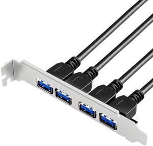 Weastlinks USB 3.0 19Pin 20 Pin to 4 Port USB3.0 Baffle Adapter 60cm Cable USB 3.0 Back Panel Expansion Bracket