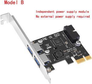 Weastlinks New USB 3.0 PCI-E Expansion Card Adapter External 2 Port USB3.0 Hub Internal 19pin Header PCI-E Card 4pin IDE Power Connector