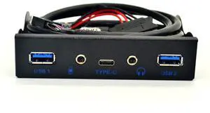 Weastlinks USB HUB 5 Port USB 3.1 TYPE-C USB 3.0 Front Panel HD Audio 3.5mm Earphone Jack Mic Expansion Adapter for Desktop 3.5" Floppy Bay