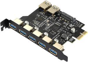 Weastlinks SuperSpeed USB 3.0 7 Port PCI-E Express card with a 15pin SATA Power Connector PCIE Adapter NEC720201 and GL3510 chipsets