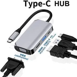 Weastlinks USB C Type c to HDMI-compatible 4K Adapter VGA USB3.0 video Converter PD 100W Fast charger