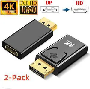 Weastlinks 2pcs 4K 1080P DisplayPort to HDMI-Compatible Adapter DP Male to Female HD TV HDMI-Compatible Video Audio Cable for PC TV Laptop
