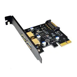 Weastlinks USB 3.0 PCI Express PCIE USB 3.0 Card Adapter 5Gbps USB 3.0 PCI-E 2 Ports PCI Express Expansion Card SATA Power Connector for PC