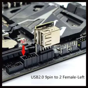 Weastlinks 9pin to USB Adapter Connector PC Internal Motherboard 9pin to USB 2.0 Type A Female Converter Silver