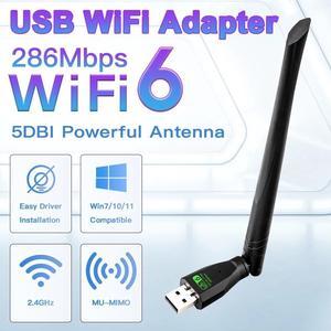 Weastlinks 300Mbps WiFi6 USB Adapter 2.4Ghz Network Card Antenna Wifi6 USB Dongle 802.11ax Wireless WiFi Receiver For PC Laptop Driver Free