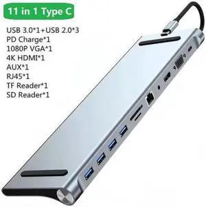 Weastlinks Type C Laptop Docking Station USB C Dock HDMI-compatible VGA USB Hub Adapter